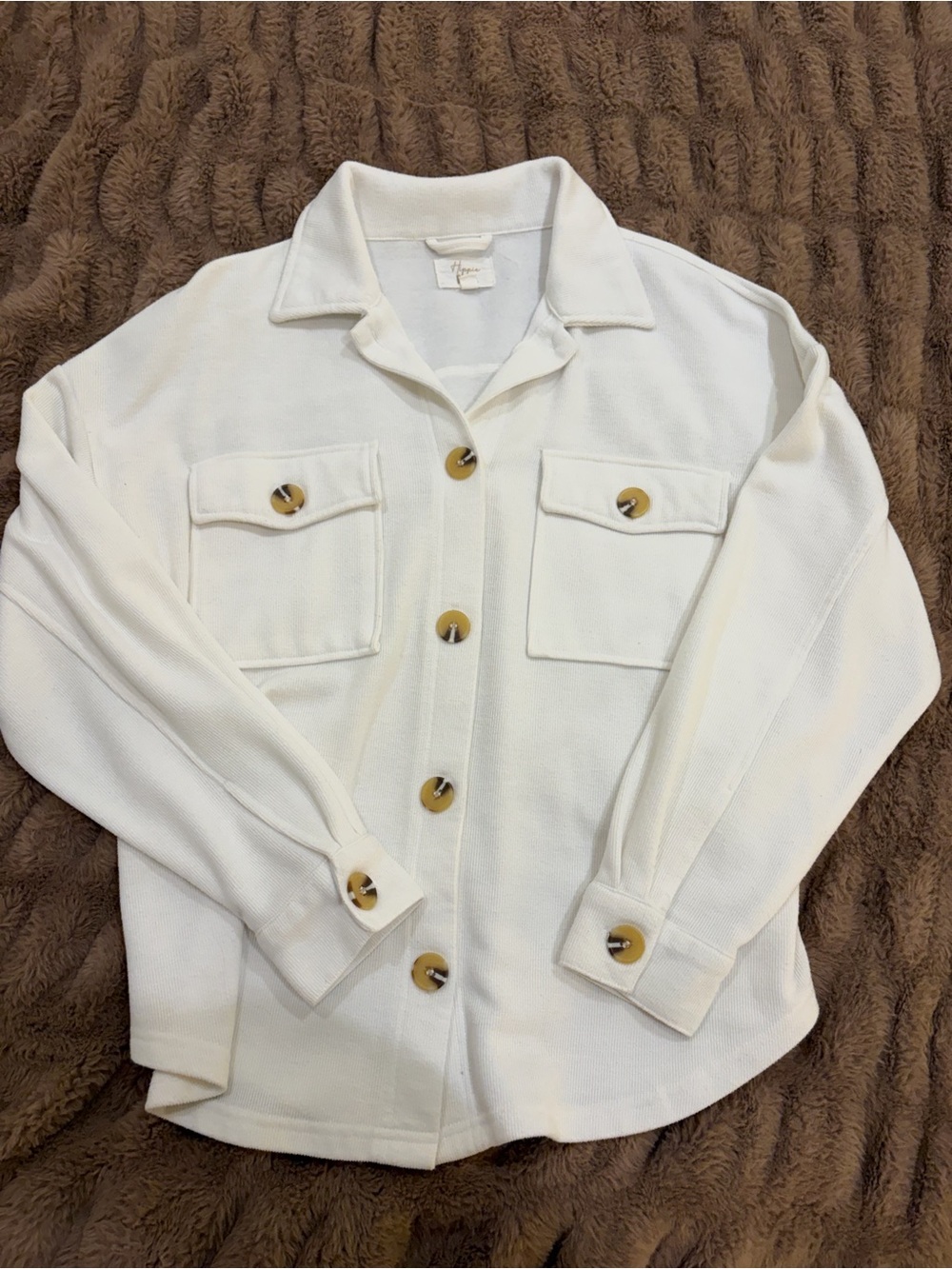 Hippie Rose White Button-Front Pocket Jacket